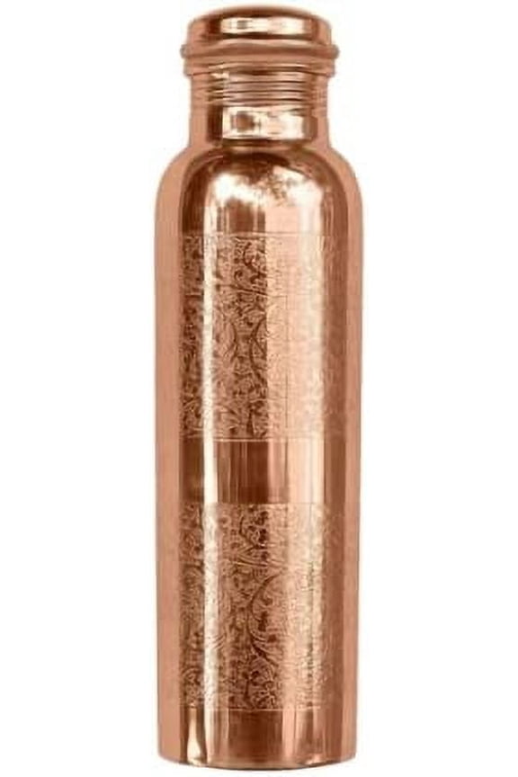 RATAN ENTERPRISES Pure Copper Embossed Water Bottle with Lid 750ML