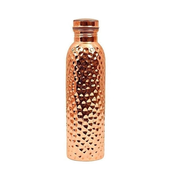RATAN ENTERPRISES Pure Copper Hammered Water Bottle with Lid 900 ML