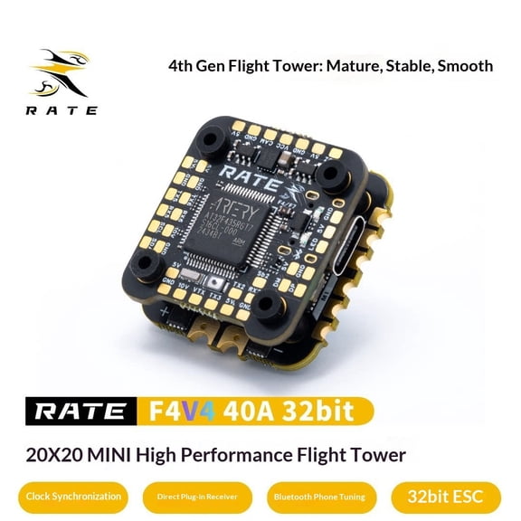 RATE F4V4 40A Mini Stack Flight Controller, STM32F405/F435 FPV FC & 32Bit ESC Combo, ICM42688 Gyro, 3-6S Support for FPV Freestyle Racing Drone