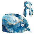 thumbnail image 1 of RATGDN Blue White Marble Working Cap Scrub Cap for Women Men - Adjustable Bouffant Tie Back Hat with Hair Bow - Perfect for Work, Casual Wear, Nurses and Medical Professionals - One Size Fits All, 1 of 6