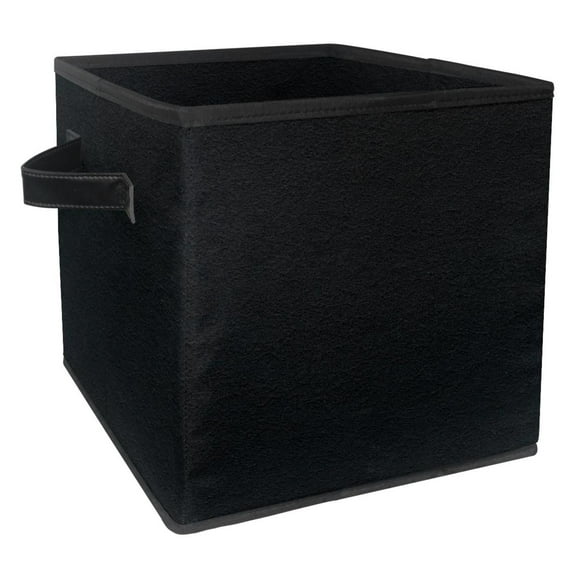 RATGDN Collapsible Fabric Cube Storage Bin with Double Handles for Living Room Bedroom Office Black - Black Paper Pattern