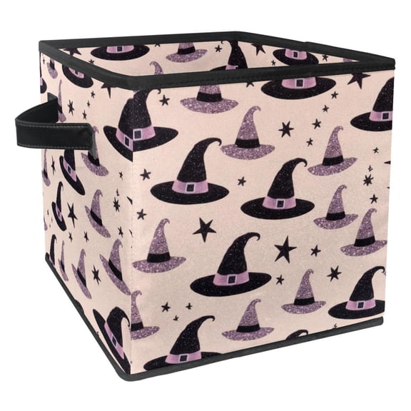 RATGDN Collapsible Fabric Cube Storage Bin with Double Handles for Living Room Bedroom Office Black - Sparkling Magic Hat