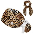 thumbnail image 1 of RATGDN Leopard Skin Pattern Scrub Cap for Women Men - Adjustable Tie Back Hat with Hair Bow - One Size Fits All, 1 of 6