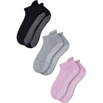 Travelwnat 1 Pair Non-slip Grip Socks Yoga Pilates Hospital Socks Cushioned  Sole Grip Socks for Men Women Pilates Barre