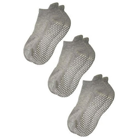 RATIVE Anti Slip Non Skid Barre Yoga Pilates Hospital Socks with grips for Adults Men Women (Medium, 3-pairs/grey)