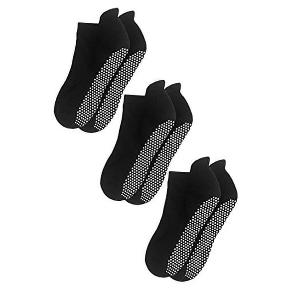 RATIVE Anti Slip Non Skid Barre Yoga Pilates Hospital Socks with grips for Adults Men Women (X-Large, 3-pairs/black)