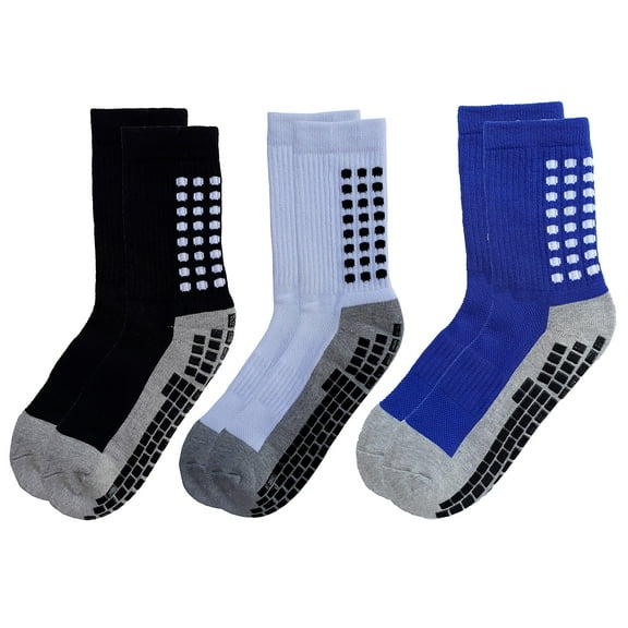 RATIVE Anti Slip Non Skid Slipper Hospital Socks with grips for Adults Men Women (Medium, 3 Pairs-assorted)