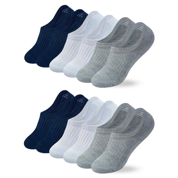 RATIVE Cushion Invisible Cotton No Show Low Cut Socks for Unisex Men Women (Small,6-pairs/2navy+2grey+2white)