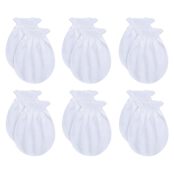 RATIVE Newborn Baby Cotton Gloves Sleep Sleeping No Scratch Mittens Mitts Set for 0-6 Months Unisex Neutral Boys Girls (6 pairs/white)