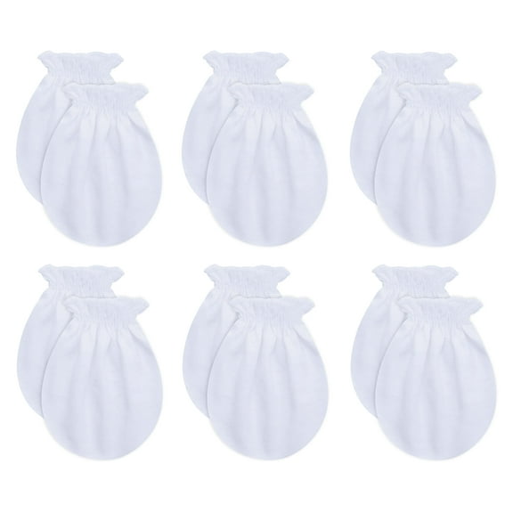 RATIVE Newborn Baby Cotton Gloves Sleep Sleeping No Scratch Mittens Mitts Set for 0-6 Months Unisex Neutral Boys Girls (6 pairs/white)