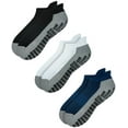 thumbnail image 1 of RATIVE Super Grips Anti Slip Non Skid Yoga Hospital Socks for Adults Men Women (Medium, 3-Pairs/Black+White+Navy), 1 of 5