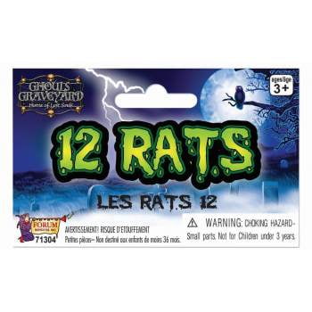 Lot 10 Black Halloween Decor Plastic Rats
