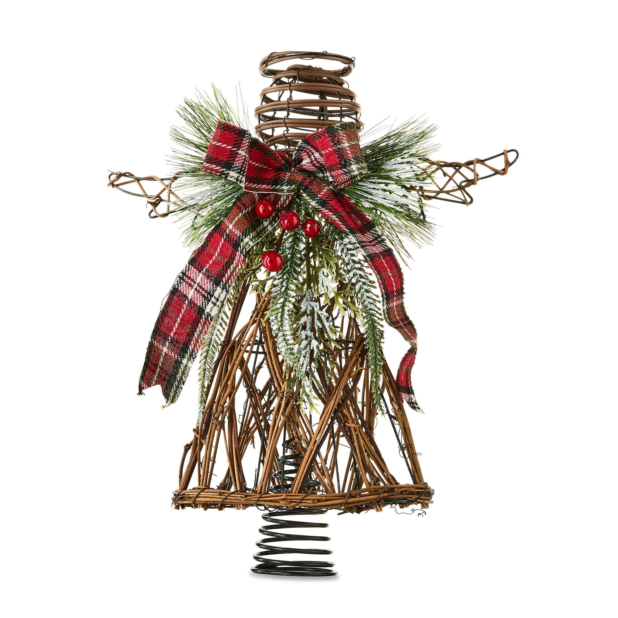 Image of Farmhouse Rattan Angel Christmas Tree Topper