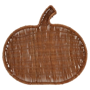 Rattan Pumpkin-Shaped Decorative Tray, Brown, 15", Fall by Way To Celebrate