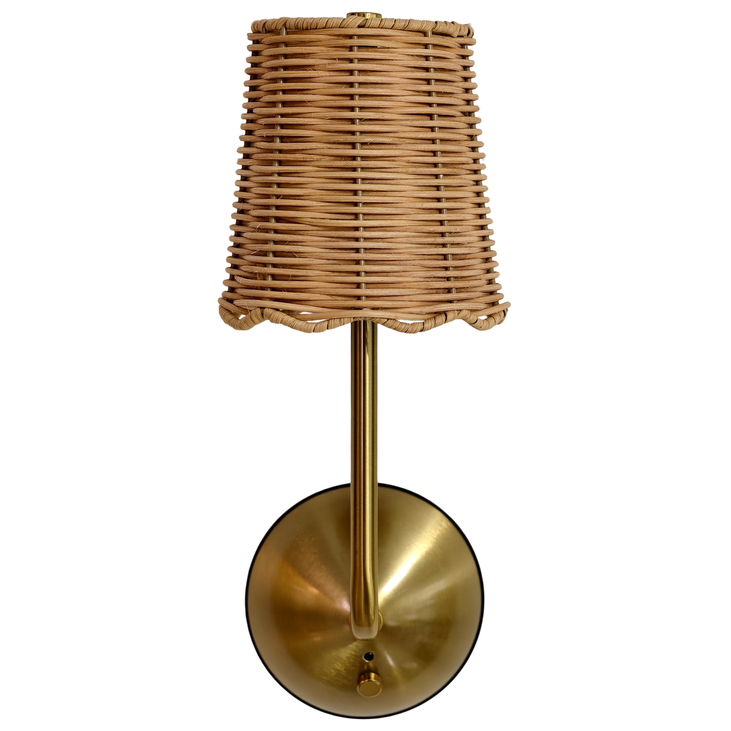 Home Decor Collection Sterling & Noble Home Scalloped Woven Rattan Rechargeable Wall Sconce