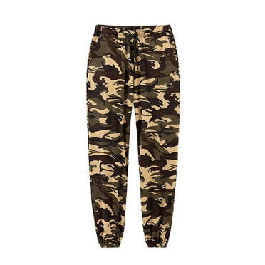 RATTOYY Casual Men Pants Camo Cargo Outdoor Hiking Elastic Waist Drawstring Pocket Athletic Joggers Stylish Elegant Sweatpants