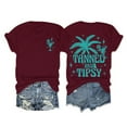 RATTOYY Fall Tshirts For Women Tanned For Beach Summer Coconut Tree Red