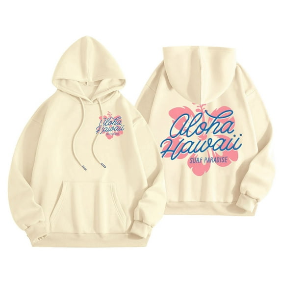 RATTOYY Hoodies Cute For Women Casual Floral Letter Printed Loose Hoodies Women Cozy Unique Sweatshirts