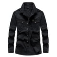 thumbnail image 1 of RATTOYY Men Blouses Casual Fashion Solid Color Personality Long Sleeve Shirt Comfort Tropical Classic Versatile Dailywear, 1 of 2