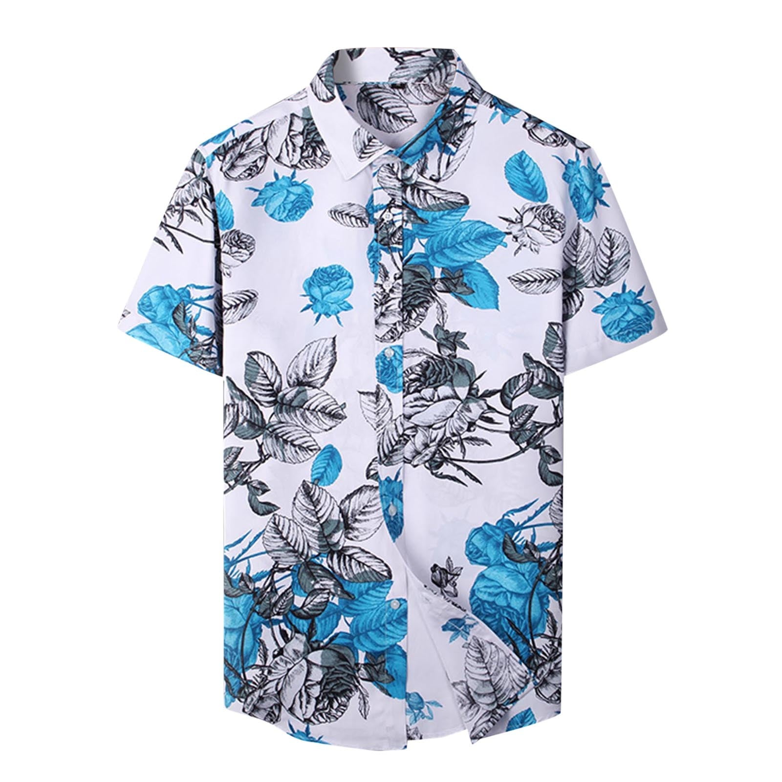 RATTOYY Men Blouses Spring Summer Casual Lapel Single Print Vacation ...