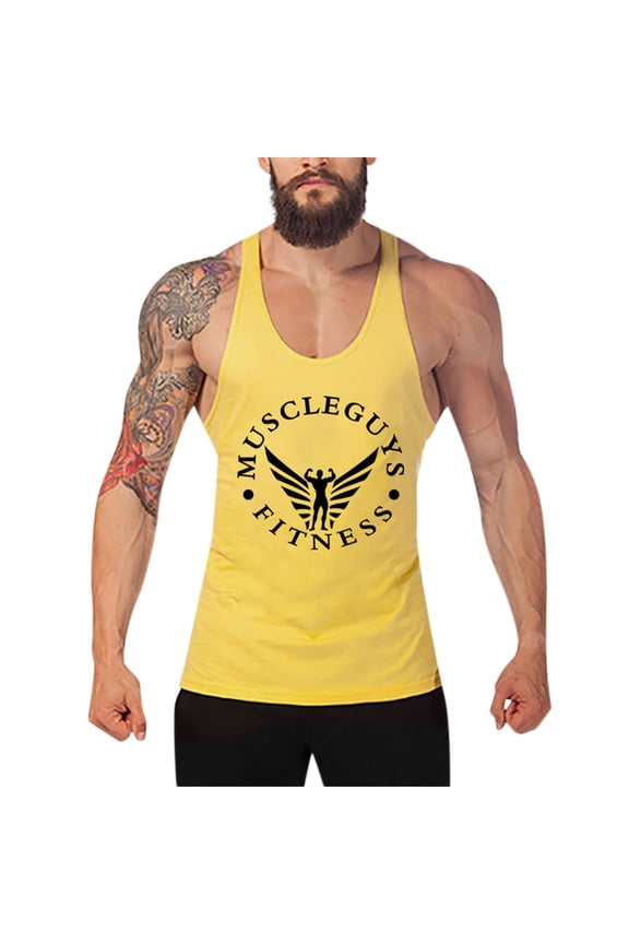 Men Tank Tops Workout Stringer Fitness Performance Muscle Gym Training Bodybuilding Outdoot Comfy Funny Dailywear