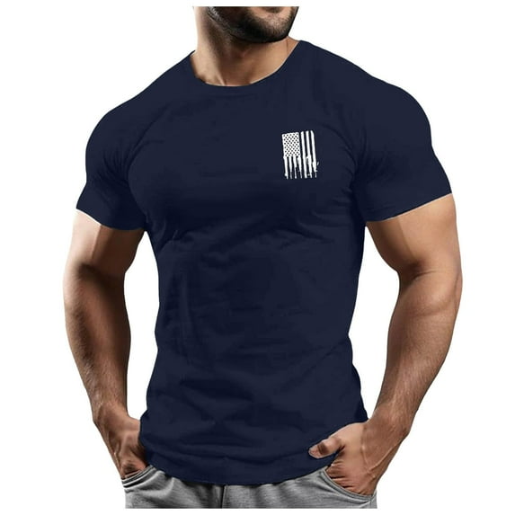 RATTOYY Men's Essentials Tshirt Mens Independence Day Fashion Trend Printed Short Sleeve Casual Comfortable Base T Shirt Loose Top Mens Leisure Blouse