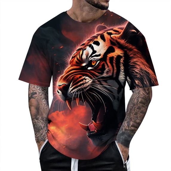 RATTOYY Mens Casual T Shirts Male Spring And Autumn All Print Short Sleeve Round Neck T Shirt Floral Fashion Trend Bottoming Shirt Mens Cute Shirts