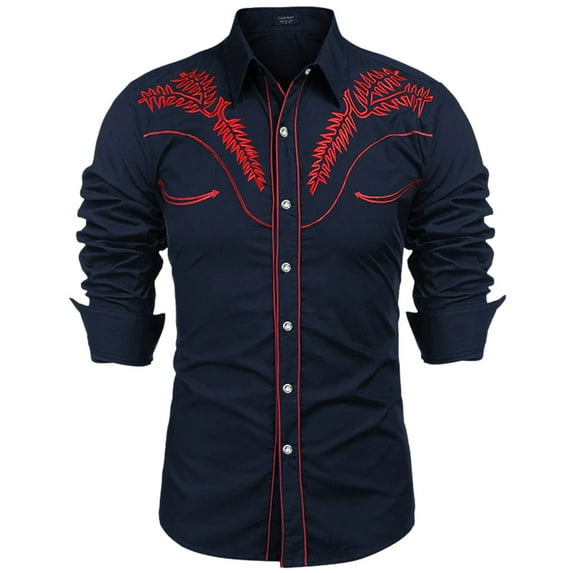 RATTOYY Mens Muscle Slim T Shirts Western Denim Tunic Casual Long Sleeve Button Cotton Tunic Mens Formal Outwear