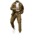 thumbnail image 1 of RATTOYY Mens Stylish Sweatsuits Sportswear Workwear Trousers Texture Solid Color Jacket Slim Male Comfortable Soft Travel Trendy Oufits, 1 of 5
