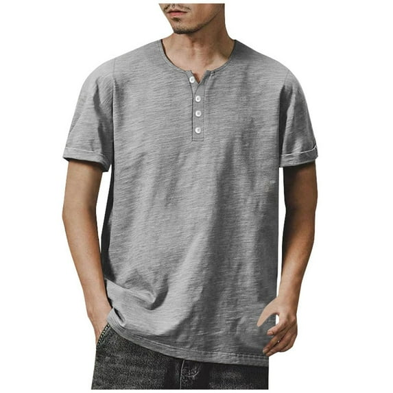 RATTOYY Mens T Shirts Male Short Sleeve Shirt Male Summer Casual Plus Size Short Sleeve Male Button Up Top Mens Outdoor Tops