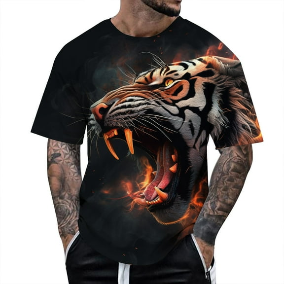 RATTOYY Mens T Shirts Male Spring And Autumn All Print Short Sleeve Round Neck T Shirt Floral Fashion Trend Bottoming Shirt Mens Outdoor Tops