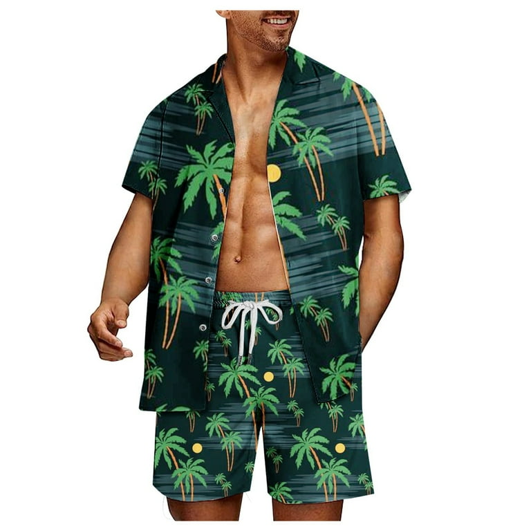 RATTOYY Sets For Men Clothing Two Piece Summer Shirt Shorts Resort Wear For Modern As A Must Have For Contemporary Conscious Male Casual Outfits Basic Cute Streetwear Walmart