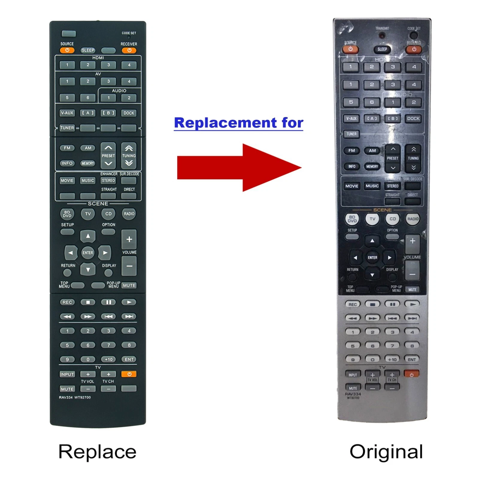 RAV534 ZP45780 Télécommande de remplacement pour YAMAHA HTR-4069 HTR-4071 HTR-4072 HTR4068 HTR4069 HTR4072 HTR5069 RX-V481 RX-V481D RX-V483 RX-V485 RX-V579 RX-V581 RX-V585 RX-V583 RXV585 RXV481 RXV483