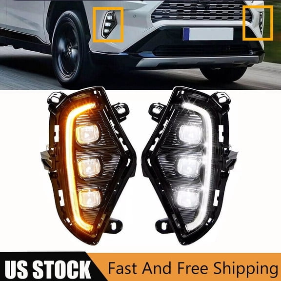RAV4 Daytime Running Lamp DRL For Toyota 2019-2022 w/ Turn Signal LED Fog Light