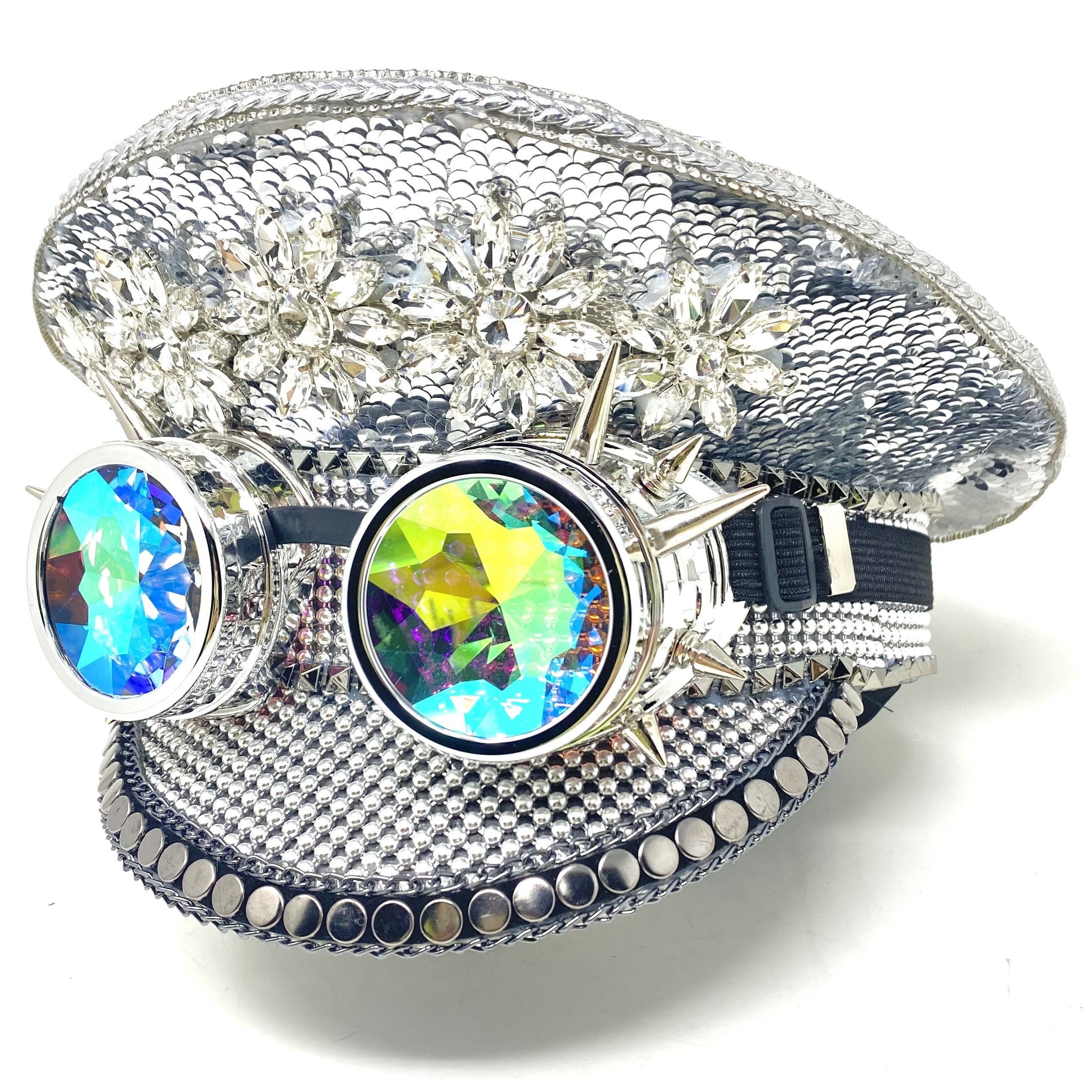 Sequin & rhinestone rave festival captain\'s hat NWT RAVE Captain Style Luxury Rhinestone Sequin Sparkly Concert  main image 2
