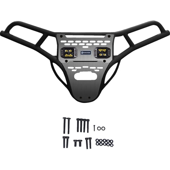 RAVEK Front Bumper/Skid Plate with Amber Lights - Black - RZR XP 1000 64-317BKLA