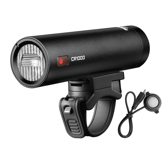RAVEMEN CR1000 Bike Light 1000 Lumens with T-Shaped Beam for Night Riding, Bike Front Light with IPX6 Waterproof Aluminum Housing, Rubber Strap Mount