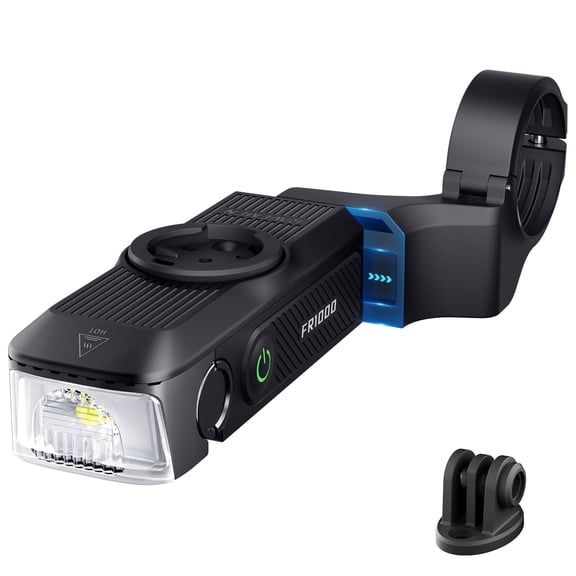 RAVEMEN FR1000 Bike Lights for Night Riding, Bicycle Light & Mount Integrated Design, 30° Adjustable Bike Headlight, Auto on/off, Compatible with Garmin/ Wahoo/ Bryton Computer, Fit 31.8-35MM Bar