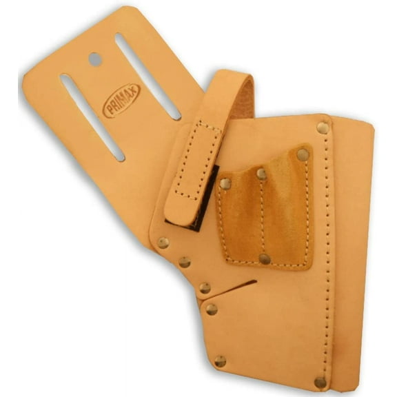 RAVEN 7 Pocket Leather Drill Holster | Fits Up To 3" Wide (7.6 cm) Work Belt | Riveted Stress Points | With Drill Strap & Bit Holders