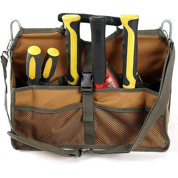 RAVEN Soft-Sided Tool Bag | Design 16" x 13.5" x 9.5" (40.6 x 34.3 x 24.1 cm) | Metal Bar Reinforcement | Multiple Pockets & Straps | Great For Handyman