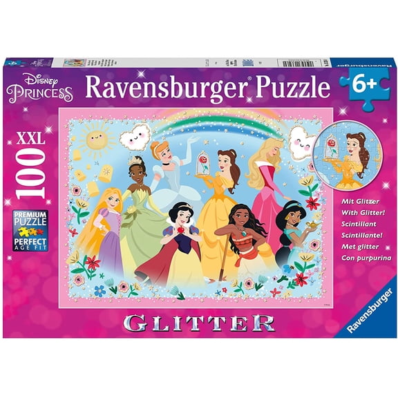 RAVENSBURGER Puzzle 13326 Ravensburger 13326-Strong, Beautiful and Incredibly Bold-100 Pieces XXL Disney Princess Glitter Puzzle for Children