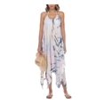 thumbnail image 1 of RAVIYA Women's Blue Tie Dye Handkerchief Hem Maxi Deep V Neck Adjustable Swimsuit Cover Up M, 1 of 2