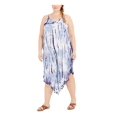 thumbnail image 1 of RAVIYA Women's Blue Tie Dye Jumpsuit Asymmetric Hem Adjustable Swimsuit Cover Up 2X, 1 of 2