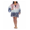 thumbnail image 1 of RAVIYA Women's Navy Tie Dye 3/4-Sleeves Empire Waist Deep V Neck Tie Swimsuit Cover Up 1X, 1 of 3