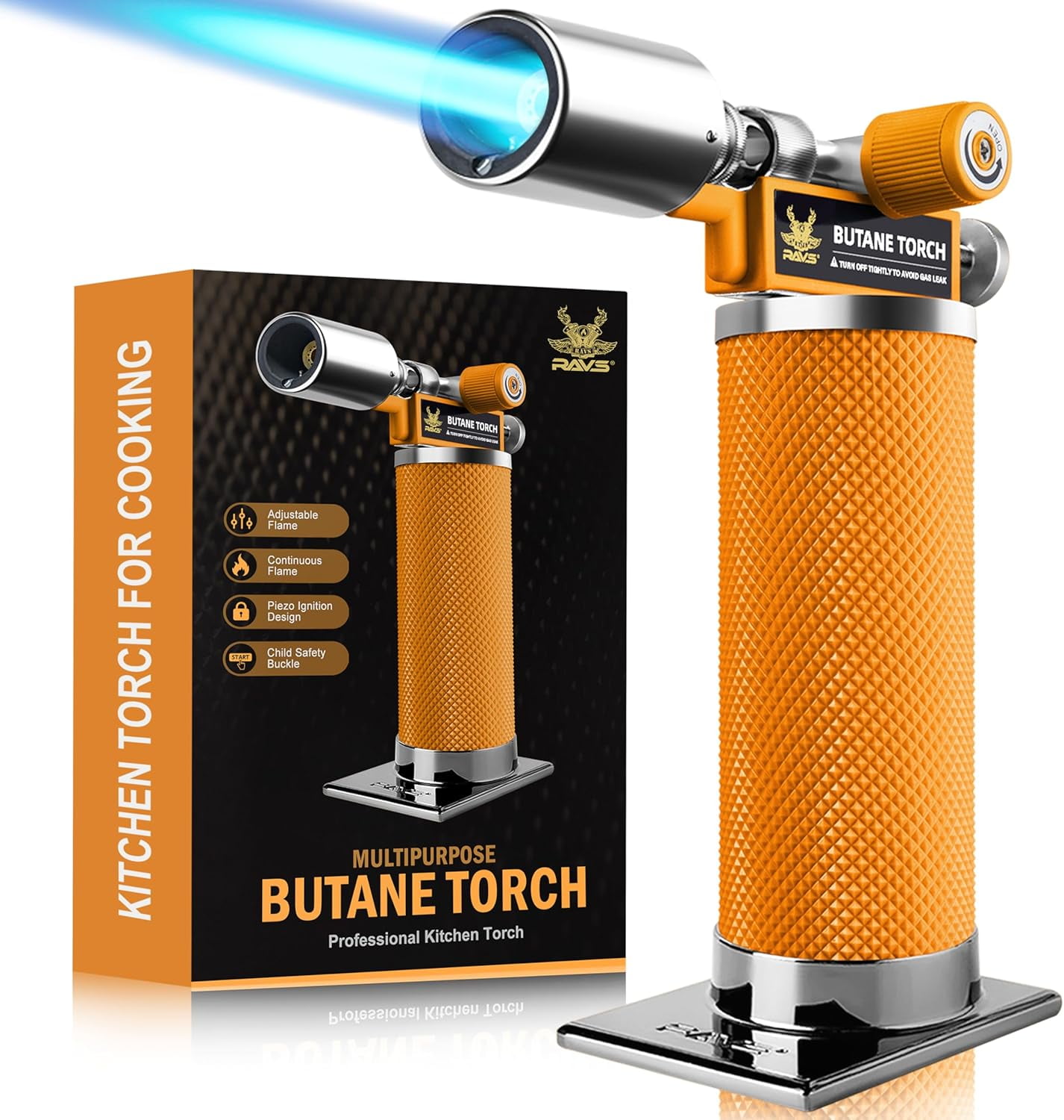 RAVS Butane Torch Lighter, Creme Brulee Torch with Adjustable Flame ...