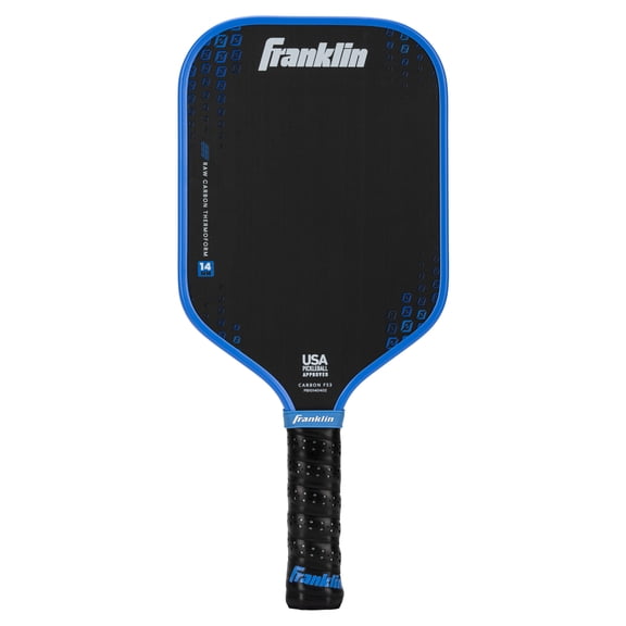Franklin Sports Pro Pickleball Paddles - Premier Carbon Fiber Paddle - Official USA Pickleball (USAP) Approved Paddle - 14mm Polymer Core - Black/Blue