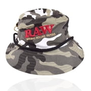 RAW Camo Bucket Hat   Camouflage Outdoor Hat with Embroidered RAW Logo & Chin Cord - Large