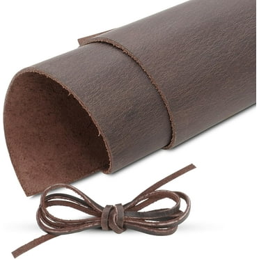 RAW HYD 2mm Thick Genuine Leather Sheet for Crafts, Soft & Smooth Tooling Leather Sheet with 36” Leather Cord, Dark Brown (12 X 12)