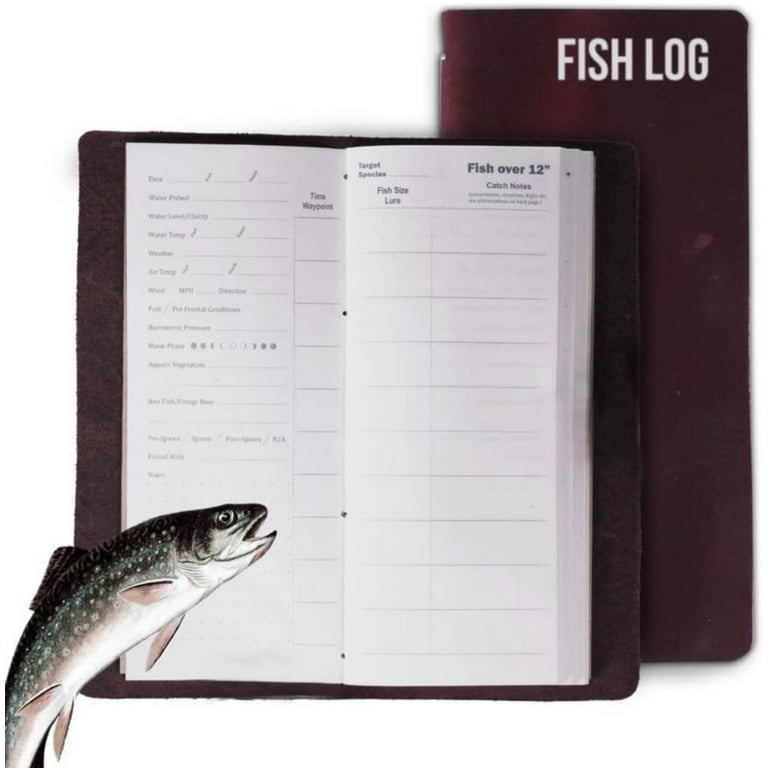 RAW HYD Fishing Log Book Journal, Durable Full Grain Leather Fishing  Logbook, Brown (45 Pages) 
