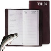 RAW HYD Fishing Log Book Journal, Durable Full Grain Leather Fishing Logbook, Brown (45 Pages)
